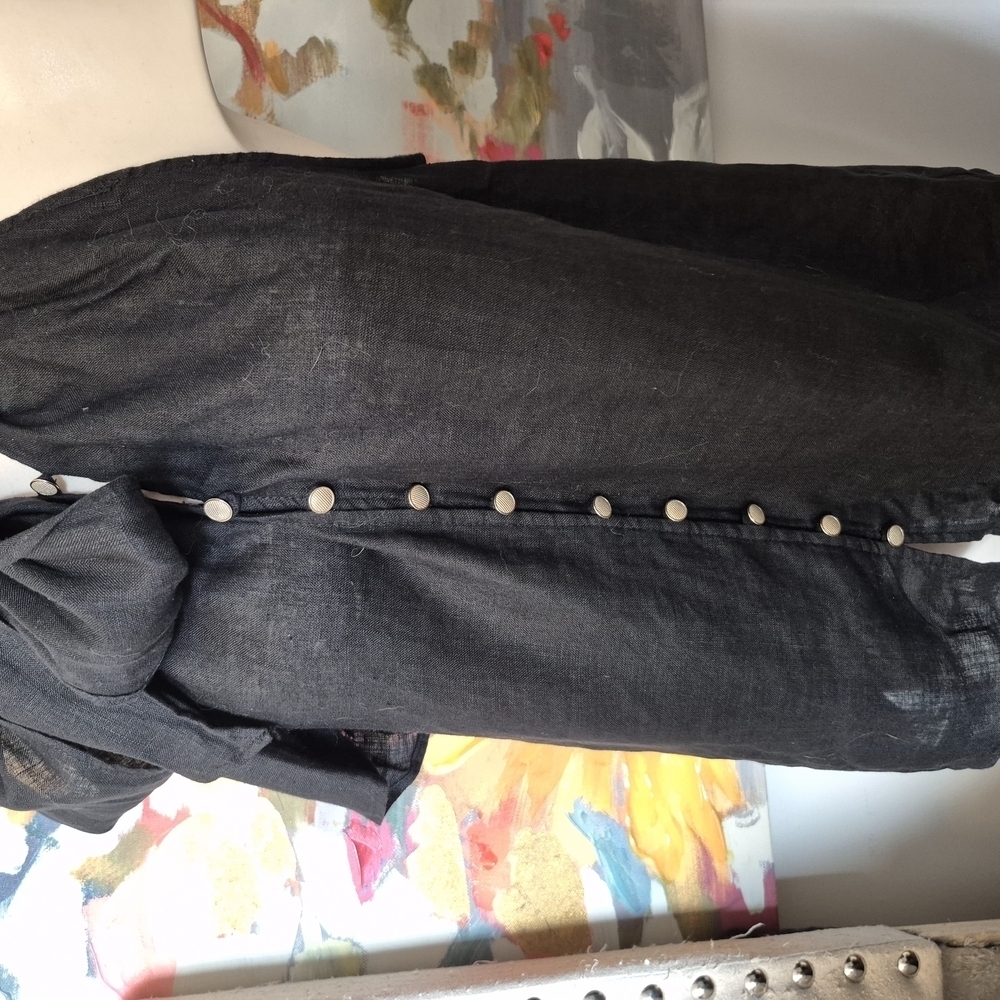 Zara Black Linen Sleevless Blouse - Picture 3 of 9
